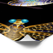 Poster Motif sans couture avec libellules dorées (Coin)