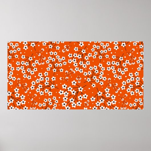 Poster Motif sans couture avec petites fleurs blanches (Devant)