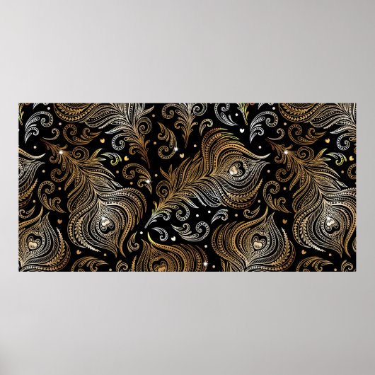 Poster Motif sans couture avec plumes de paon. D libre (Devant)