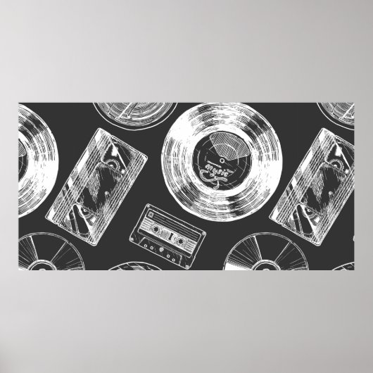 Poster Motif sans couture avec supports audio et vidéo. V (Devant)