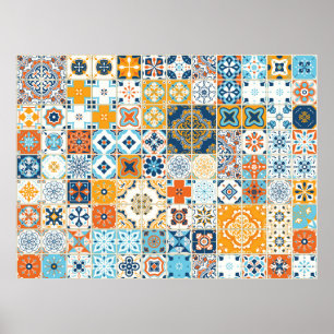 Poster Motif sans couture avec tuiles portugaises.