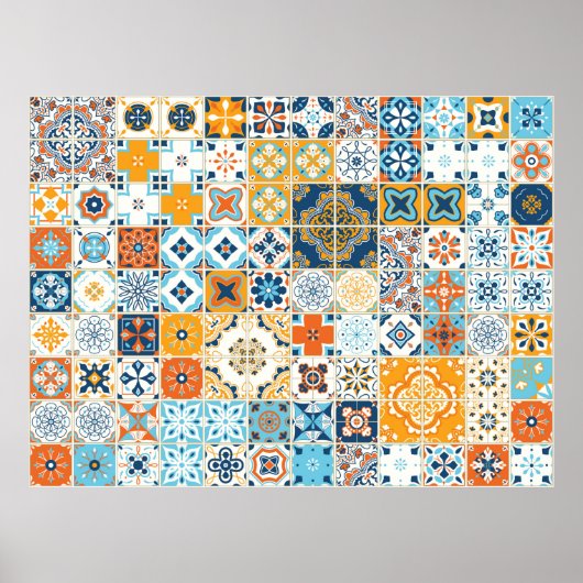 Poster Motif sans couture avec tuiles portugaises. (Devant)