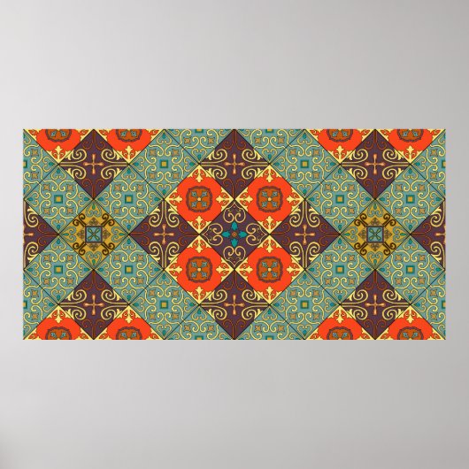 Poster Motif sans couture avec tuiles portugaises en tala (Devant)