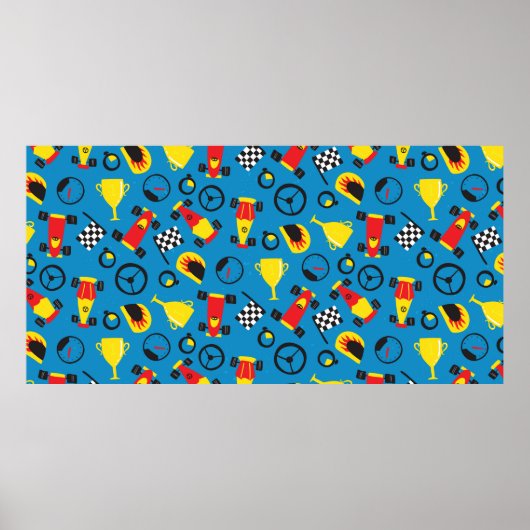 Poster Motif sans couture avec voitures de course. (Devant)
