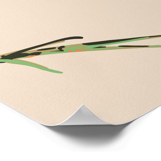 Poster Motif sans couture beige avec fleurs stylisées et  (Coin)