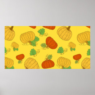 Poster motif sans couture citrouille. Brosse à griffes à 