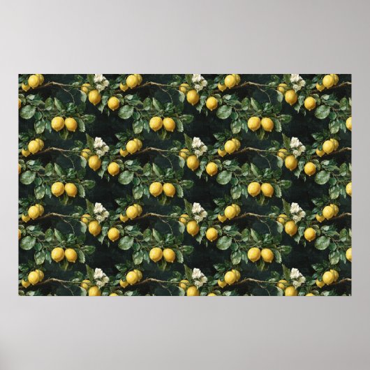 Poster Motif sans couture d'arbre citronnier (Devant)