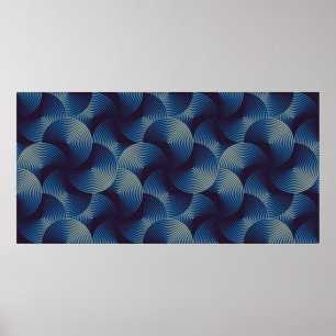 Poster Motif sans couture de cercles linéaires métallique