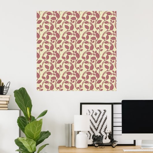 Poster Motif sans couture de feuille minimal | Botanique (Bureau à domicile)