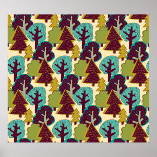 Poster Motif sans couture de la couleur de la forêt. Pays