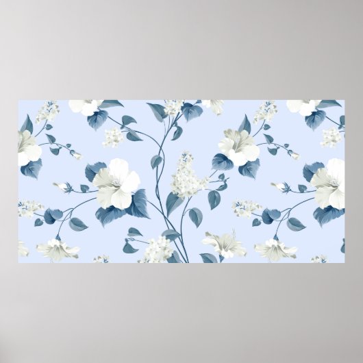 Poster Motif sans couture de siringa et fleurs d'hibiscus (Devant)