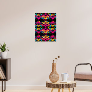 Poster Motif sans couture de vague psychédélique néon