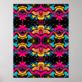 Poster Motif sans couture de vague psychédélique néon (Devant)