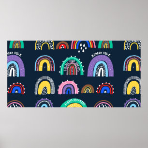Poster Motif sans couture décorative avec fleur de fraise