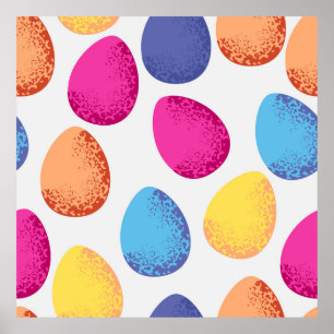 Poster Motif sans couture d'oeufs colorés de Pâques sur b