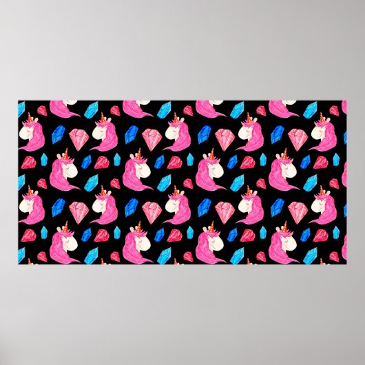 Poster Motif sans couture d'une licorne magique avec mult (Devant)