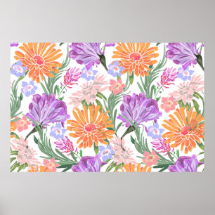 Poster Motif sans couture florale art. Gloire du matin, i