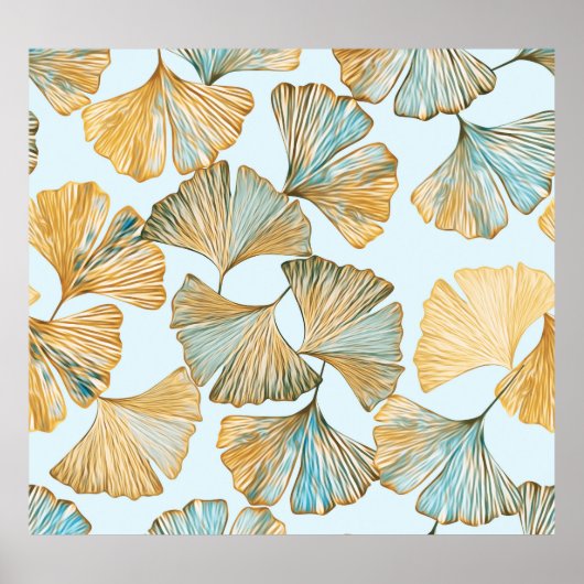 Poster Motif sans couture Gingko Feuille (Devant)