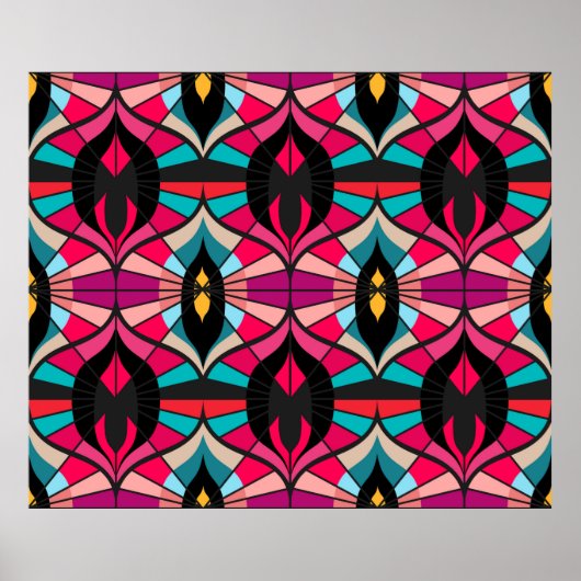 Poster Motif sans couture rétro dans le style des années  (Devant)