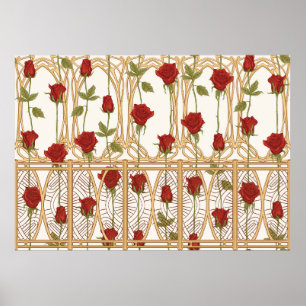 Poster motif sans couture rose vintage, arrière - plan da