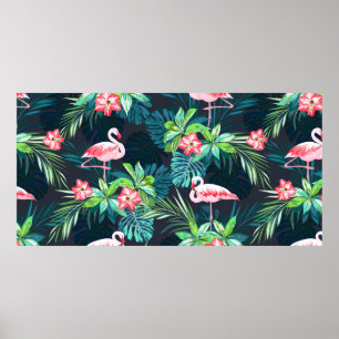 Poster Motif sans couture tropicale estivale avec bir fla