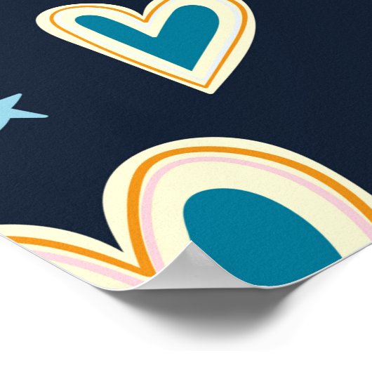 Poster Motif sans joint avec le coeur, arc-en-ciel et cel (Coin)