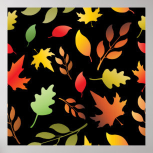 Poster Motif sans joint avec les feuilles d'automne tombé