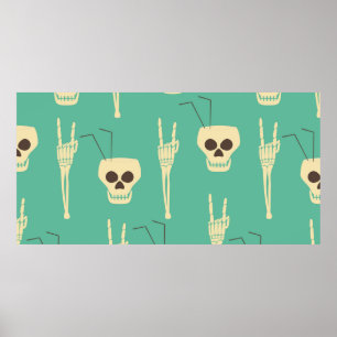 Poster Motif sans soucis pour la fête de l'enfer. Les crâ