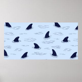 Poster Motif sans soudure à nageoires de requin.