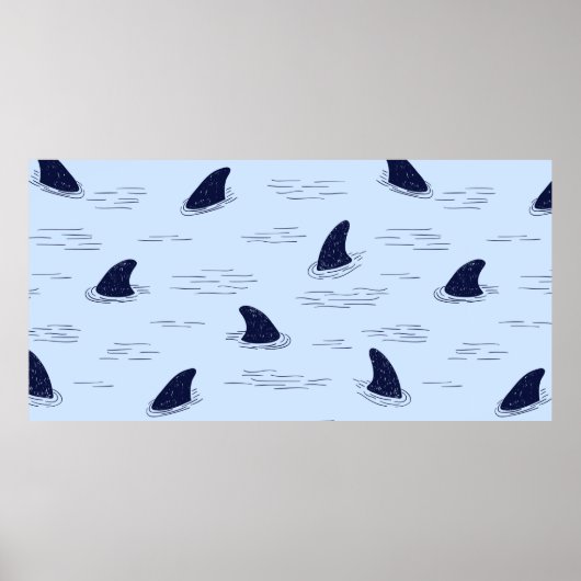 Poster Motif sans soudure à nageoires de requin. (Devant)