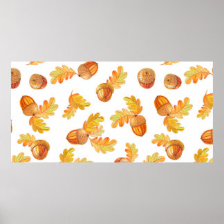 Poster motif sans soudure automne avec feuilles en chêne 
