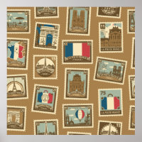 motif sans soudure avec timbres-poste sur le thème