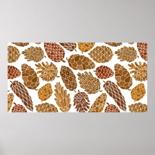 Poster Motif sans soudure cônes de pin (Devant)