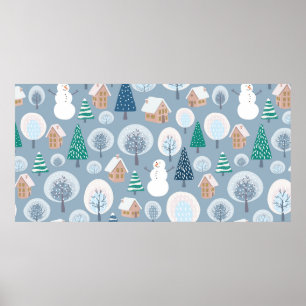 Poster Motif sans soudure d'hiver avec manche à plat abst