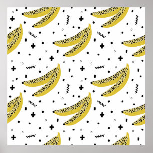 Poster Motif sans soudure en été avec bananes dans pop ar