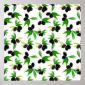 Poster Motif sans soudure Gouache avec branche d'olivier, (Devant)