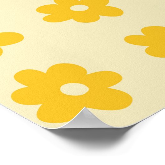 Poster Motif simple à fleurs rétro jaune tropicale (Coin)