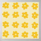 Poster Motif simple à fleurs rétro jaune tropicale (Devant)