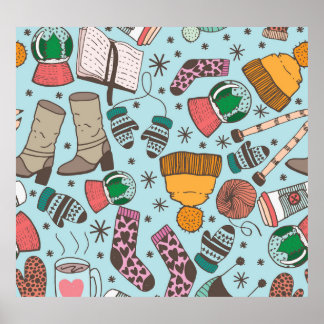 Poster Motif Sketch Doodle de mode hivernale