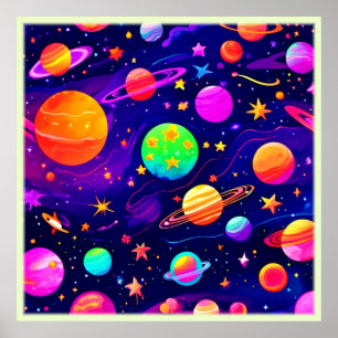 Poster Motif spatial coloré