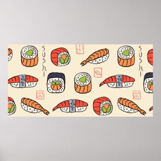Poster motif sushi sans soudure (Devant)