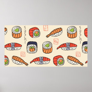 Poster motif sushi sans soudure