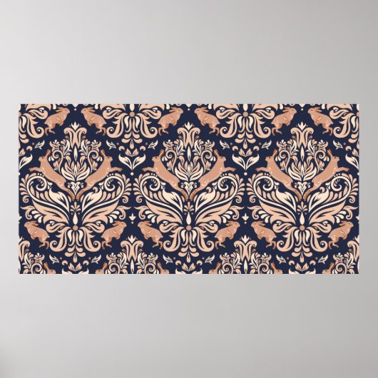 Poster Motif symétrique sans couture dans le style Damask (Devant)