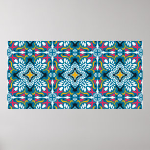 Poster Motif Talavera. Un patchwork indien. Azulejos port