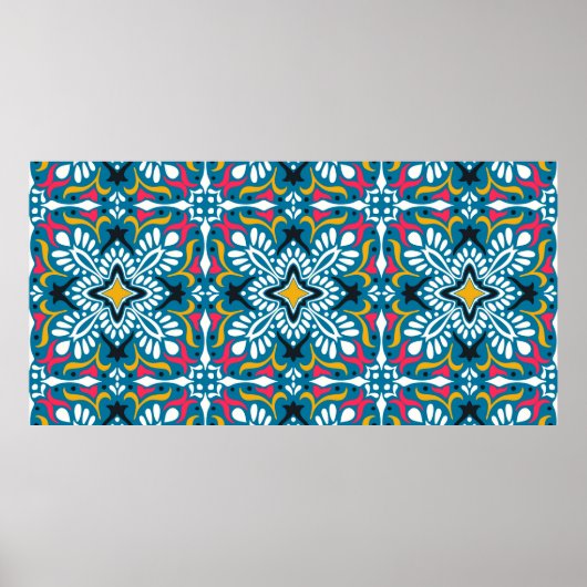 Poster Motif Talavera. Un patchwork indien. Azulejos port (Devant)