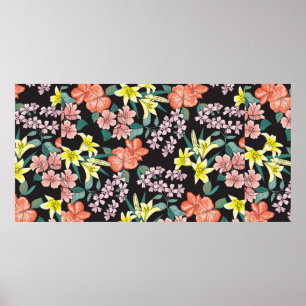 Poster Motif tendance en petites fleurs. Barrière florale