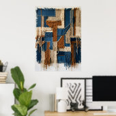 Poster Motif Texturé Bleu et Beige (Bureau à domicile)
