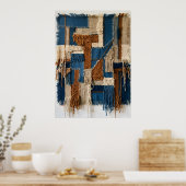 Poster Motif Texturé Bleu et Beige (Cuisine)