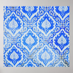 Poster Motif thaïlandais : église carrelée en céramique.