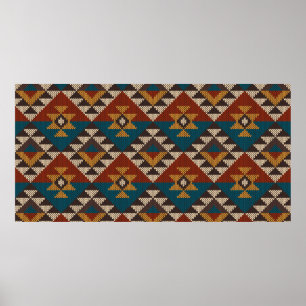 Poster Motif traditionnel Tribal Aztec sans couture sur w